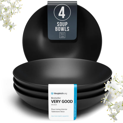 Stoneware Pasta Bowls Set of 4, 7.7" Scratch Resistant Ceramic Pasta Bowls