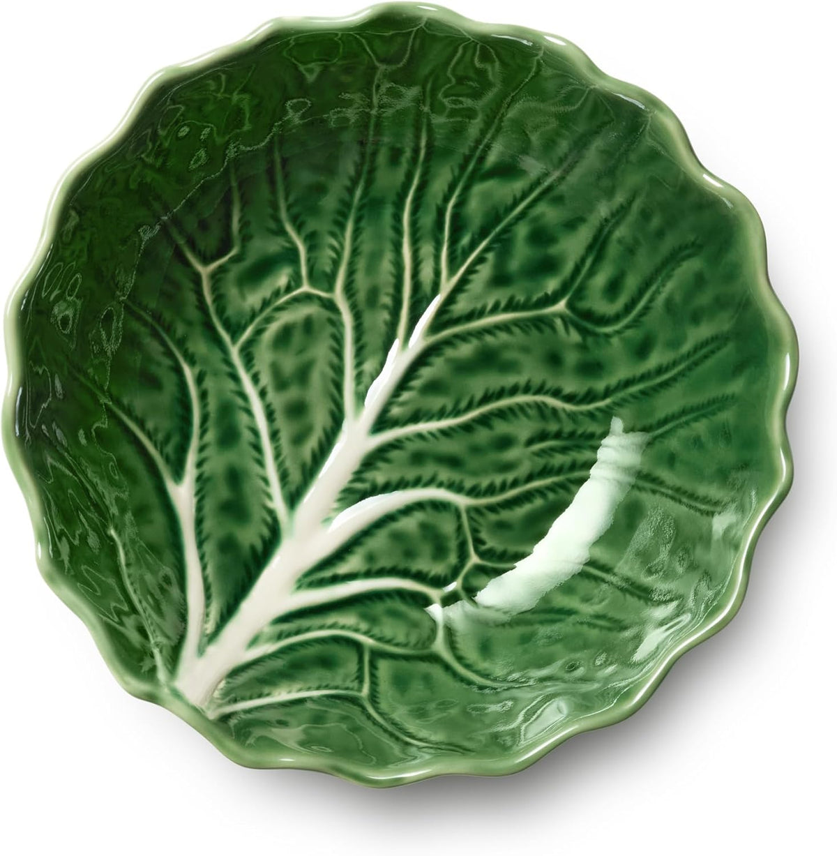 Le Jardin Green Cabbage plates 3D SOUP/CEREAL BOWLS, SET OF FOUR, 8.5" x 2.75" – Sculpted Green Stoneware Leaf Bowls– Garden-Inspired Serveware for Soups, Salads, Pasta & Everyday