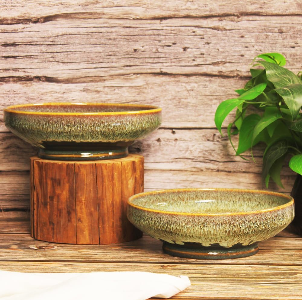 Soup bowl Soup plate Large Pasta Bowls 47 ounce, Set of 2, Serving,Salad,Dinner,deep Plate/Wide Bowl,Microwave, Oven, Dishwasher Safe Kitchen Dinnerware (Brown 9.8 inch)