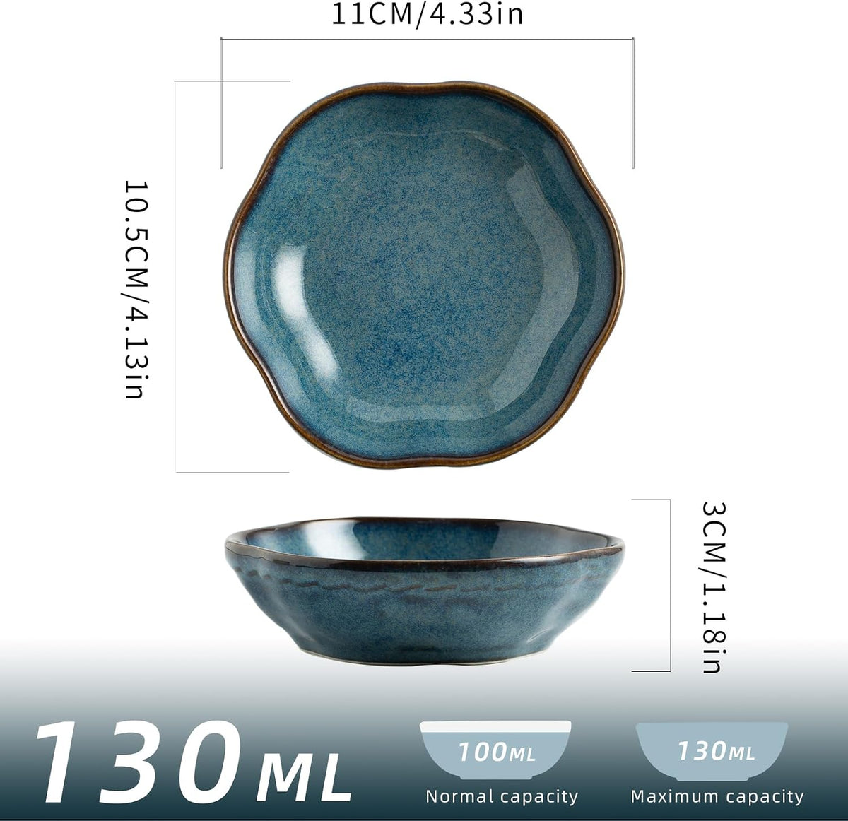Reactive Glaze Dipping Bowls, Soy Sauce Dishes Set of 4