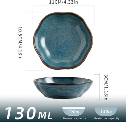 Reactive Glaze Dipping Bowls, Soy Sauce Dishes Set of 4