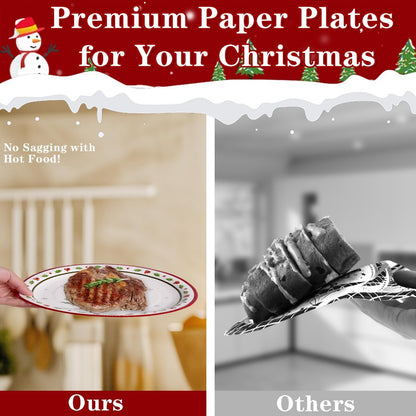 Christmas Plates and Napkins, Disposable Party Tableware Set, Serves 50