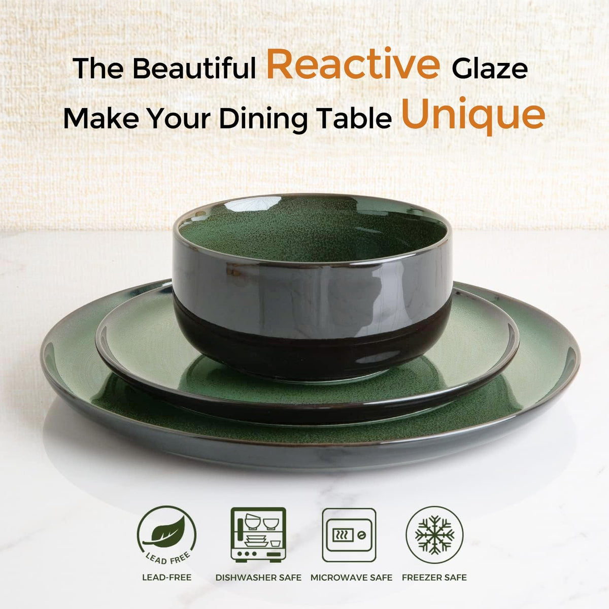 LERATIO Ceramic Dinner Plates Set of 6,10.5 Inch Reactive Glaze Plate Sets