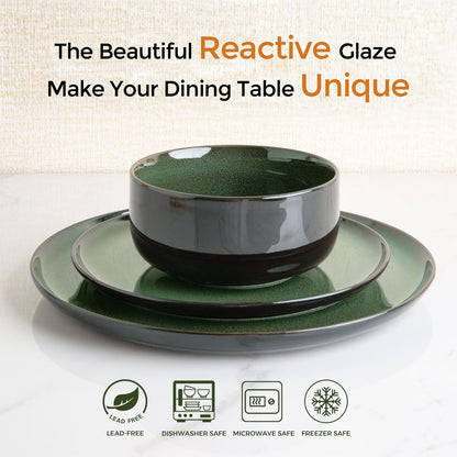 LERATIO Ceramic Dinner Plates Set of 6,10.5 Inch Reactive Glaze Plate Sets
