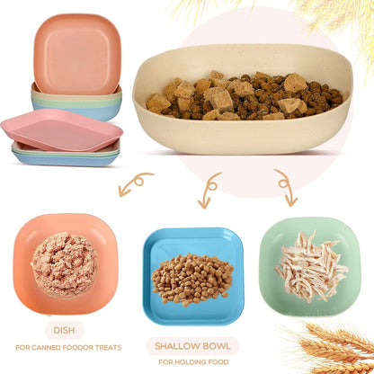 8 Pieces Cat Food Bowl Set, 6 inch Wide Shallow Cat Bowl for Relief Whisker Fatigue,Small Flat Cats Dish, Shallow Pet Feeding Dish or Plate for Kittens and Small Dogs