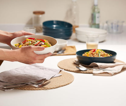 KooK Pasta Bowls, For Soups & Salads, Set of 4, 40 oz, White