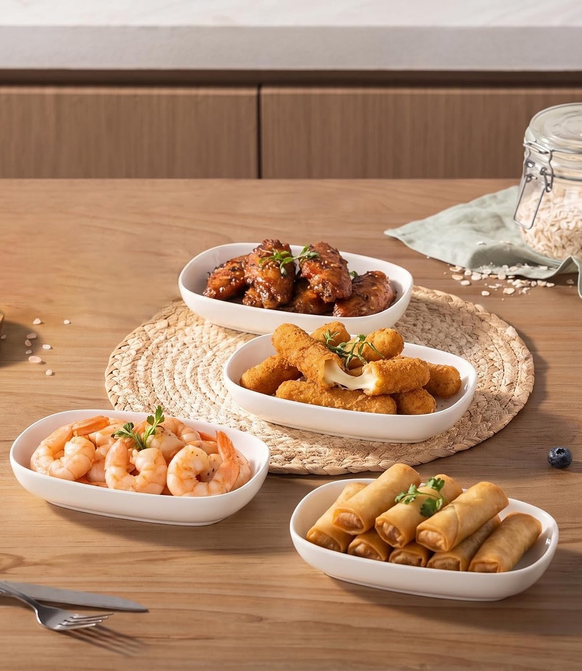 Mini Oval Serving Dishes, Ceramic Side Dish Bowls, Small Appetizer Plates for Vegetables, Sushi, Desserts, Snacks and Dip