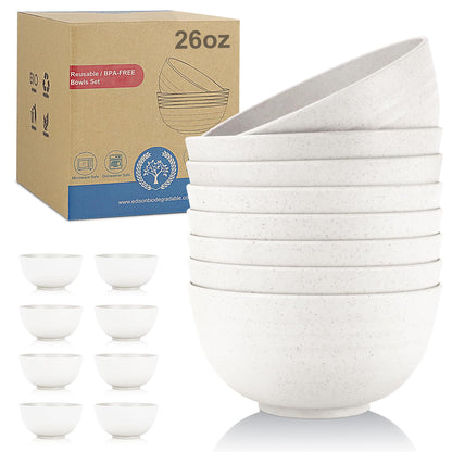 Wrova Wheat Straw Bowls Set 60 OZ Unbreakable Large Cereal Bowls Set of 6 Microwave and Dishwasher Safe Bowls Big Bowls for Camping and Picnic BPA Free Soup Bowl for Serving Oatmeal and Salad. Black