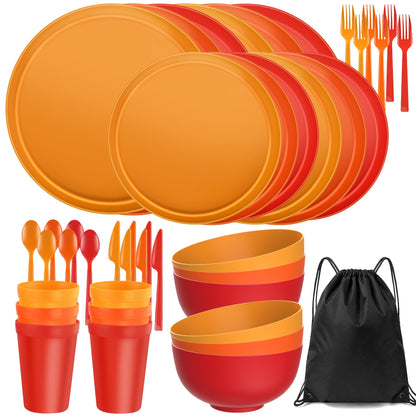 42 Piece Dinnerware Set for 6, Unbreakable Plates and Bowls Sets