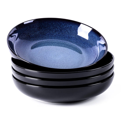 LERATIO 9.0" Ceramic Pasta Bowls Set of 4,38oz Large Stoneware Bowls Set