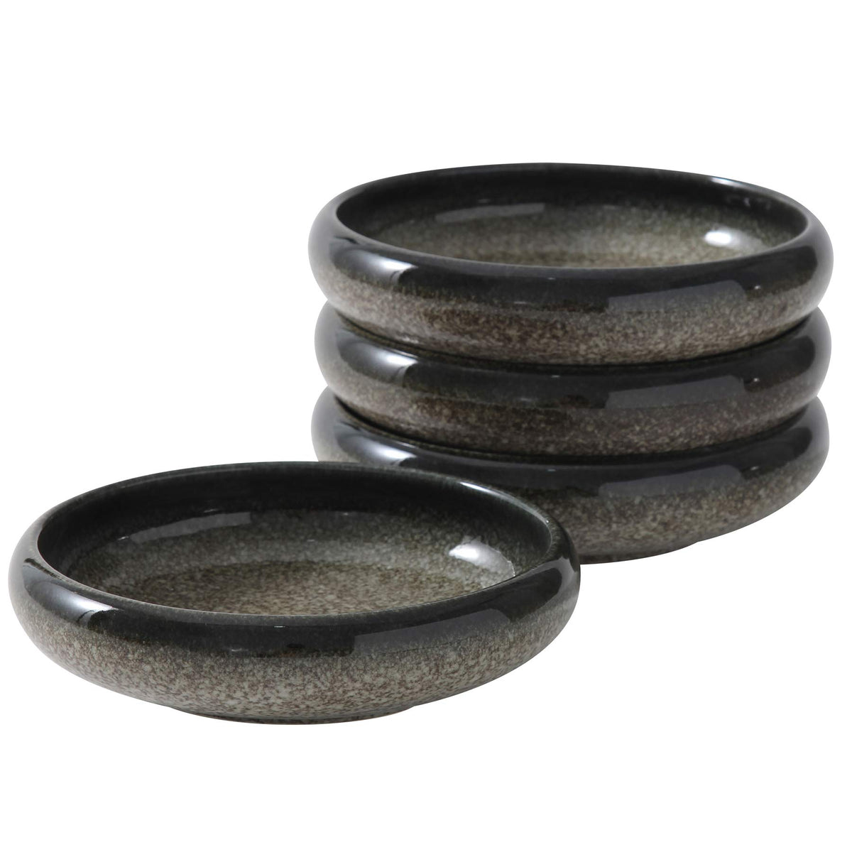Uaral Japanese Plates Serving Dishes,Salad Bowl Set,Dessert Plate,Appetizer Plate Set of 4,5.5 inch(Black Speckled)