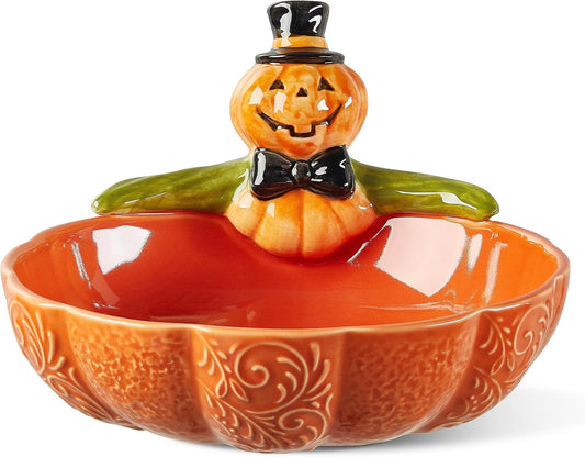 Metahom 8 Inch Halloween Candy Dish, Ceramic Pumpkin Candy Bowl, 28 Oz