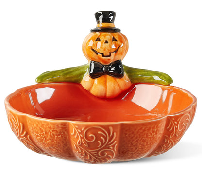 Metahom 8 Inch Halloween Candy Dish, Ceramic Pumpkin Candy Bowl, 28 Oz