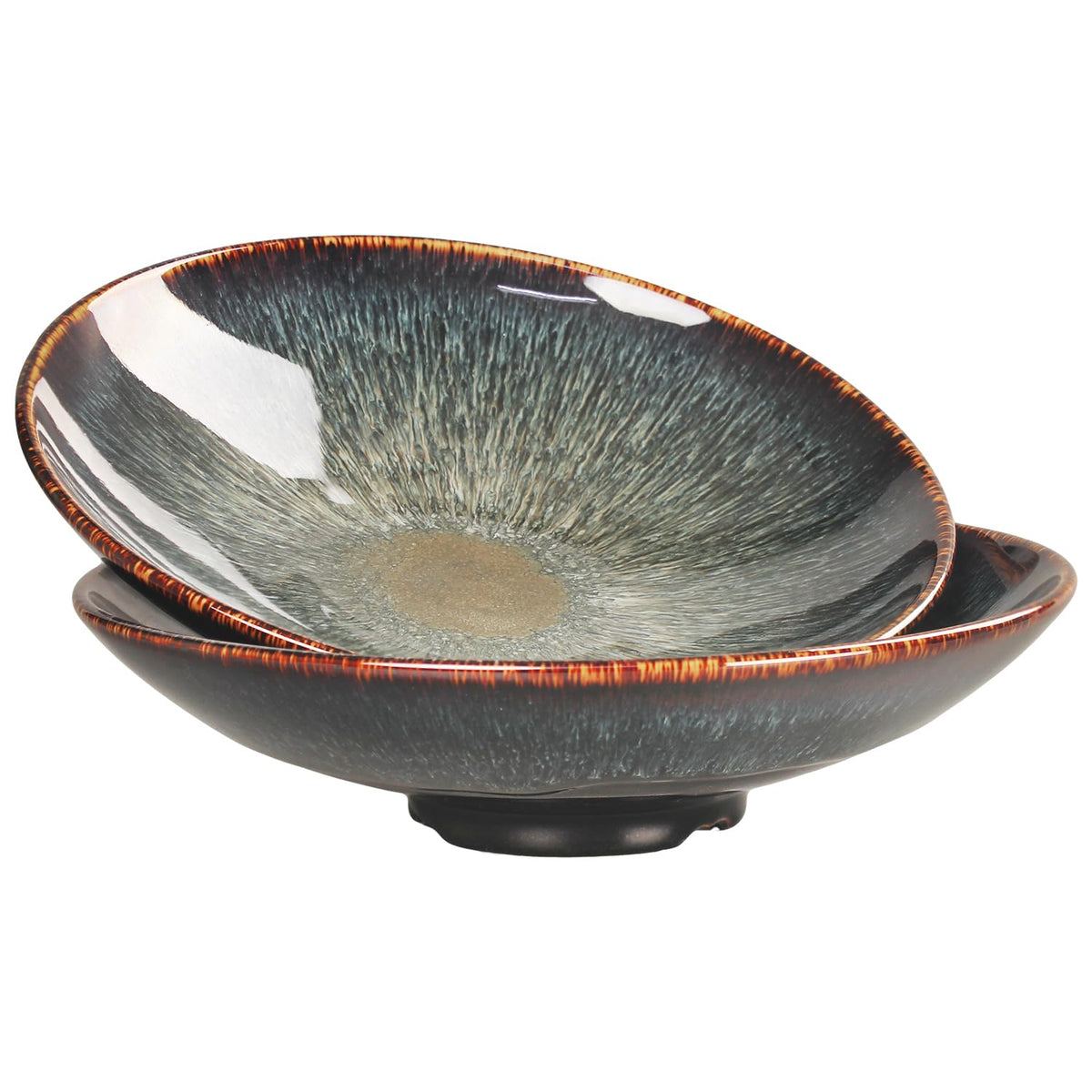 Soup bowl Soup plate Large Pasta Bowls 47 ounce, Set of 2, Serving,Salad,Dinner,deep Plate/Wide Bowl,Microwave, Oven, Dishwasher Safe Kitchen Dinnerware (Brown 9.8 inch)