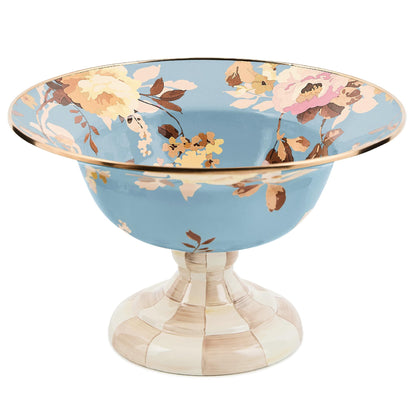 MACKENZIE-CHILDS Enamel Compote, Large, Brown-and-White Mocha Check