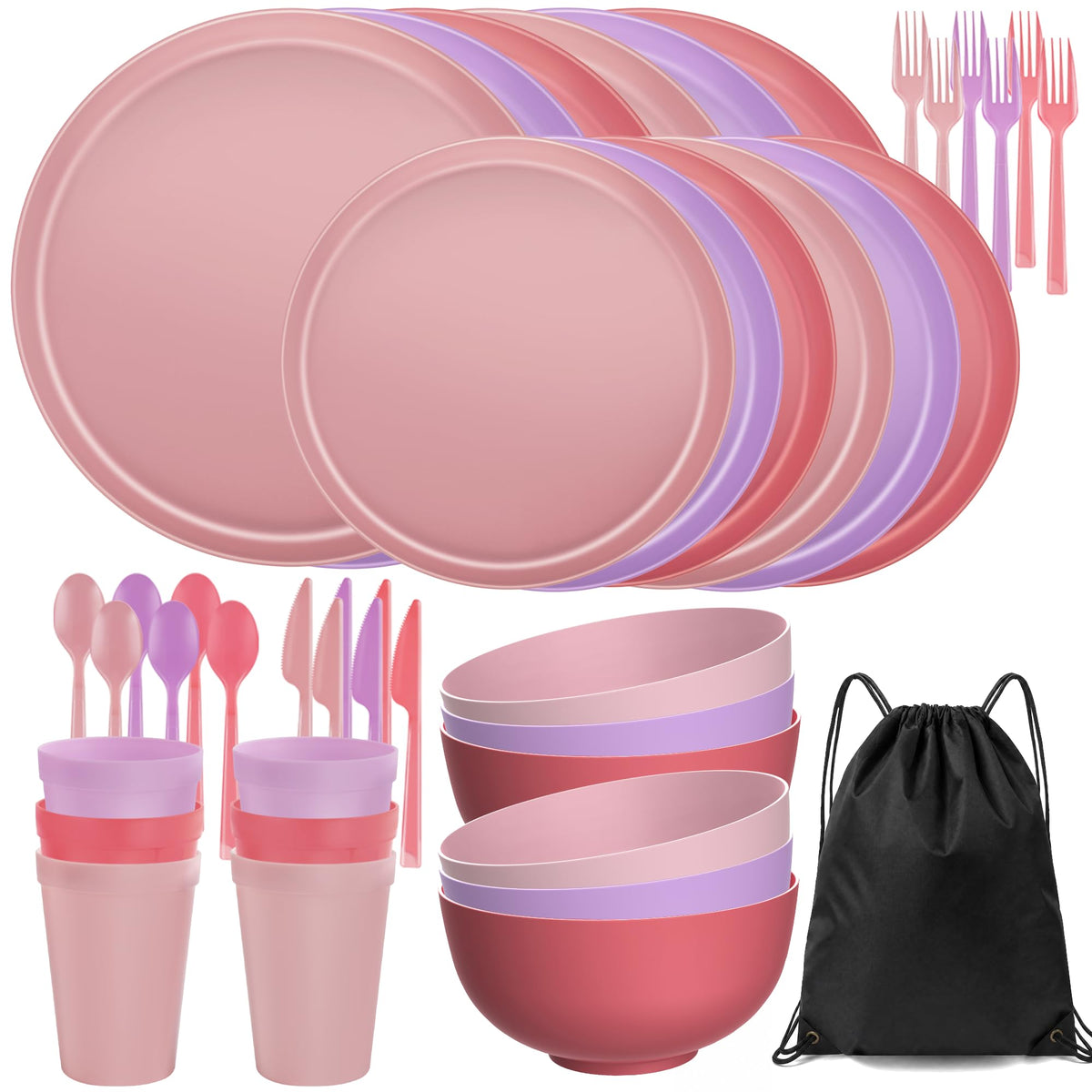 42 Piece Dinnerware Set for 6, Unbreakable Plates and Bowls Sets