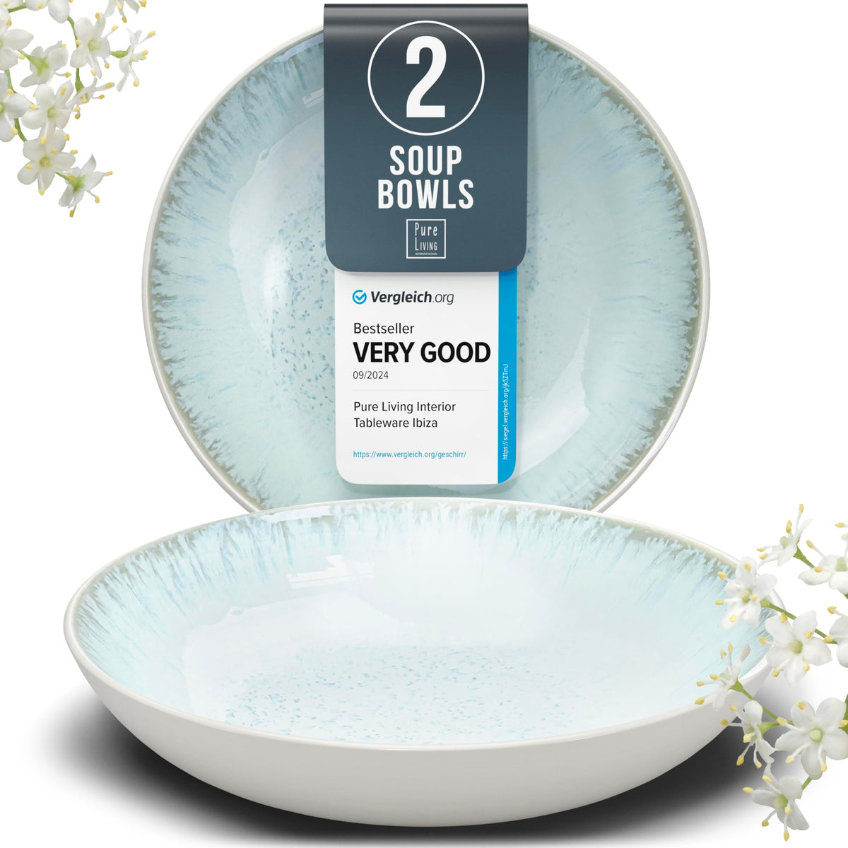 Stoneware Pasta Bowls Set of 4, 7.7" Scratch Resistant Ceramic Pasta Bowls