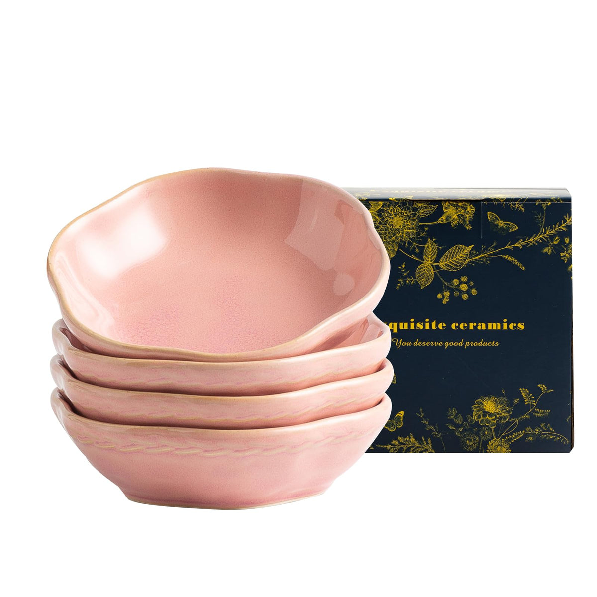 Reactive Glaze Dipping Bowls, Soy Sauce Dishes Set of 4