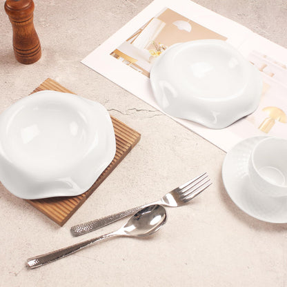 Soup Bowls, Pasta Bowls Rimmed Plates, White Salad Bowls Set of 2, Porcelain Wide Rim Bowls, 6 Oz, Microwave & Dishwasher Safe, Best for foodies and restaurants 8.3 Inch flanging