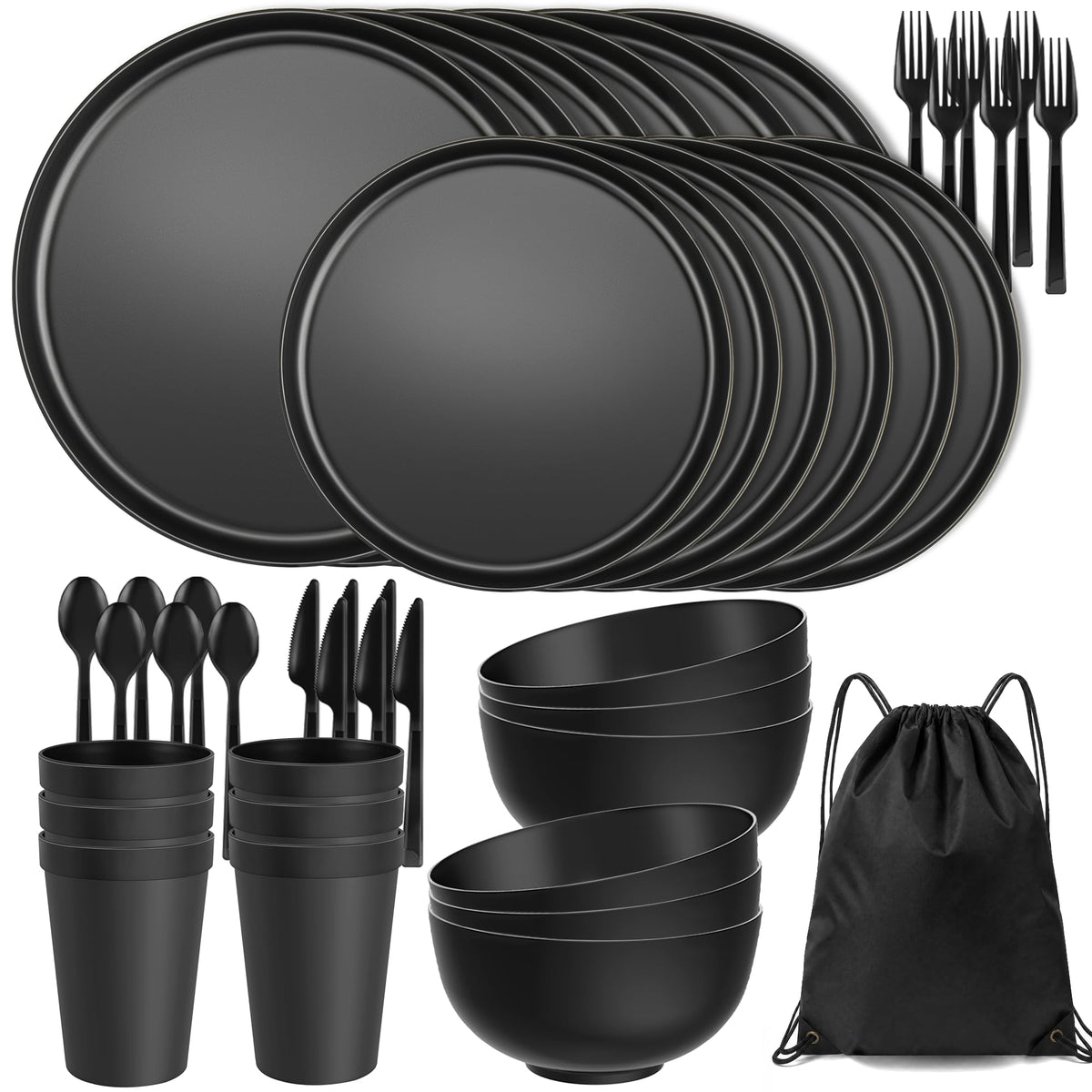 42 Piece Dinnerware Set for 6, Unbreakable Plates and Bowls Sets