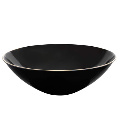 [16 OZ 40 Count] White Plastic Organic Party Soup bowls With Silver Rim Premium heavyweight Elegant Disposable Tableware Dishes