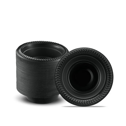 PLASTICPRO 100 PCS Black Plastic Bowls Light Weight 12 oz Plastic Soup Bowls Black Salad Plates Disposable for Party and Wedding
