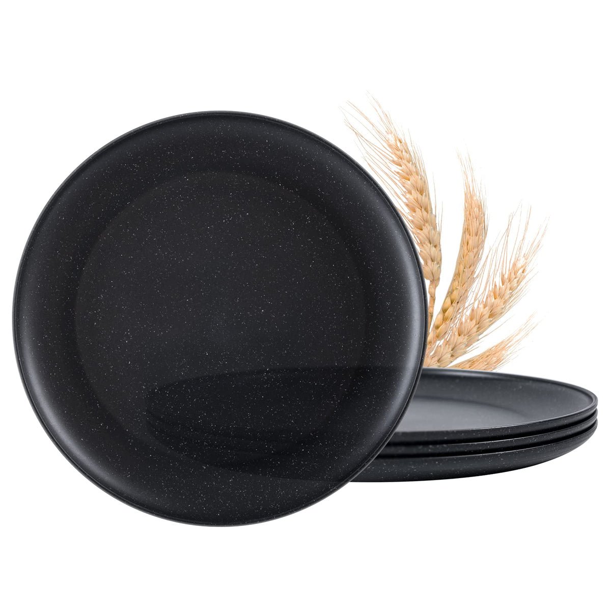MISS BIG Wheat Straw Plates Set of 4, 10 Inch White Dinner Plates, BPA Free