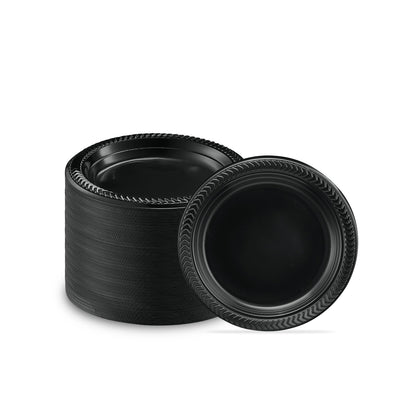 PLASTICPRO 100 PCS Black Plastic Bowls Light Weight 12 oz Plastic Soup Bowls Black Salad Plates Disposable for Party and Wedding