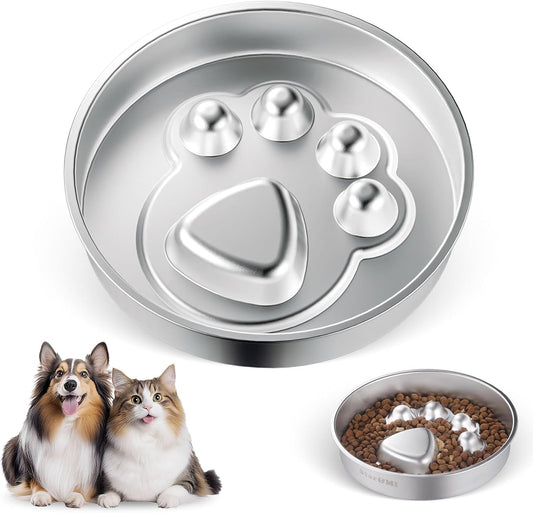 Stainless Steel Slow Feeder Dog Bowls – Non-Slip Metal Dog Bowl for Large & Medium Breeds, Puppy Puzzle Feeder – 2 Cup Capacity for Small to Big Pets – Durable Slow Feed Dog & Cat Food Dish
