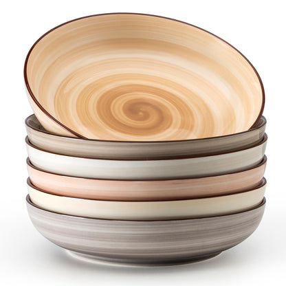 Sweese 6-Pack Ceramic Pasta Bowls, Neutral Extra Large 30 Fl Oz Durable Professional Grade