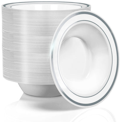 Stock Your Home Plastic Party Bowls (50 Pack) 12 Oz Elegant Disposable Dinnerware - Fancy Shatterproof Tableware for Catering, Holidays, Parties Supplies, Weddings, Catering, and Everyday Use (Gold)
