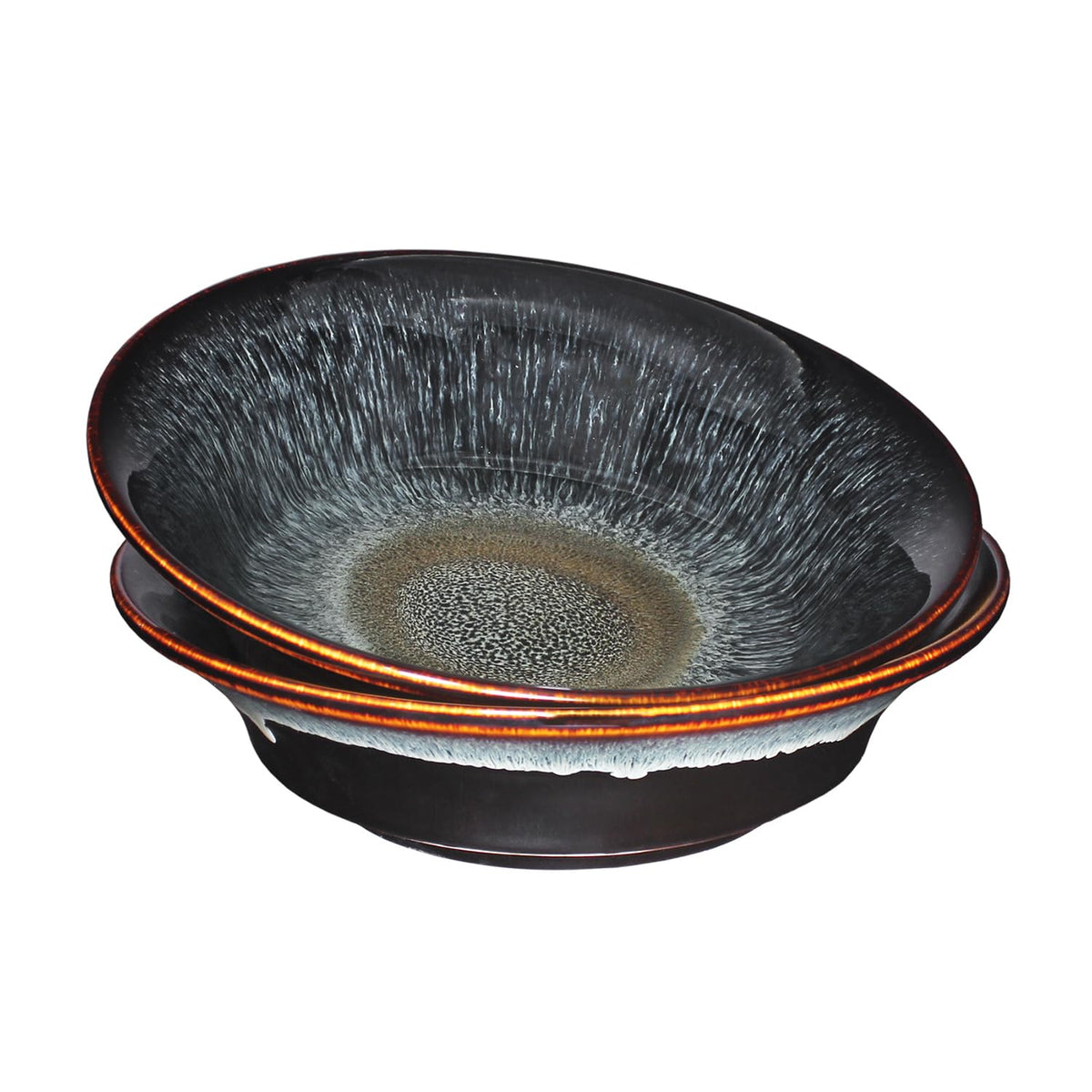 Soup bowl Soup plate Large Pasta Bowls 47 ounce, Set of 2, Serving,Salad,Dinner,deep Plate/Wide Bowl,Microwave, Oven, Dishwasher Safe Kitchen Dinnerware (Brown 9.8 inch)