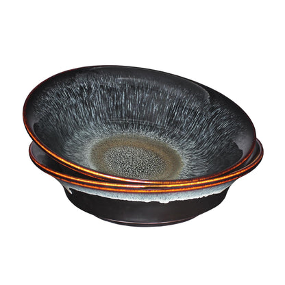 Soup bowl Soup plate Large Pasta Bowls 47 ounce, Set of 2, Serving,Salad,Dinner,deep Plate/Wide Bowl,Microwave, Oven, Dishwasher Safe Kitchen Dinnerware (Brown 9.8 inch)