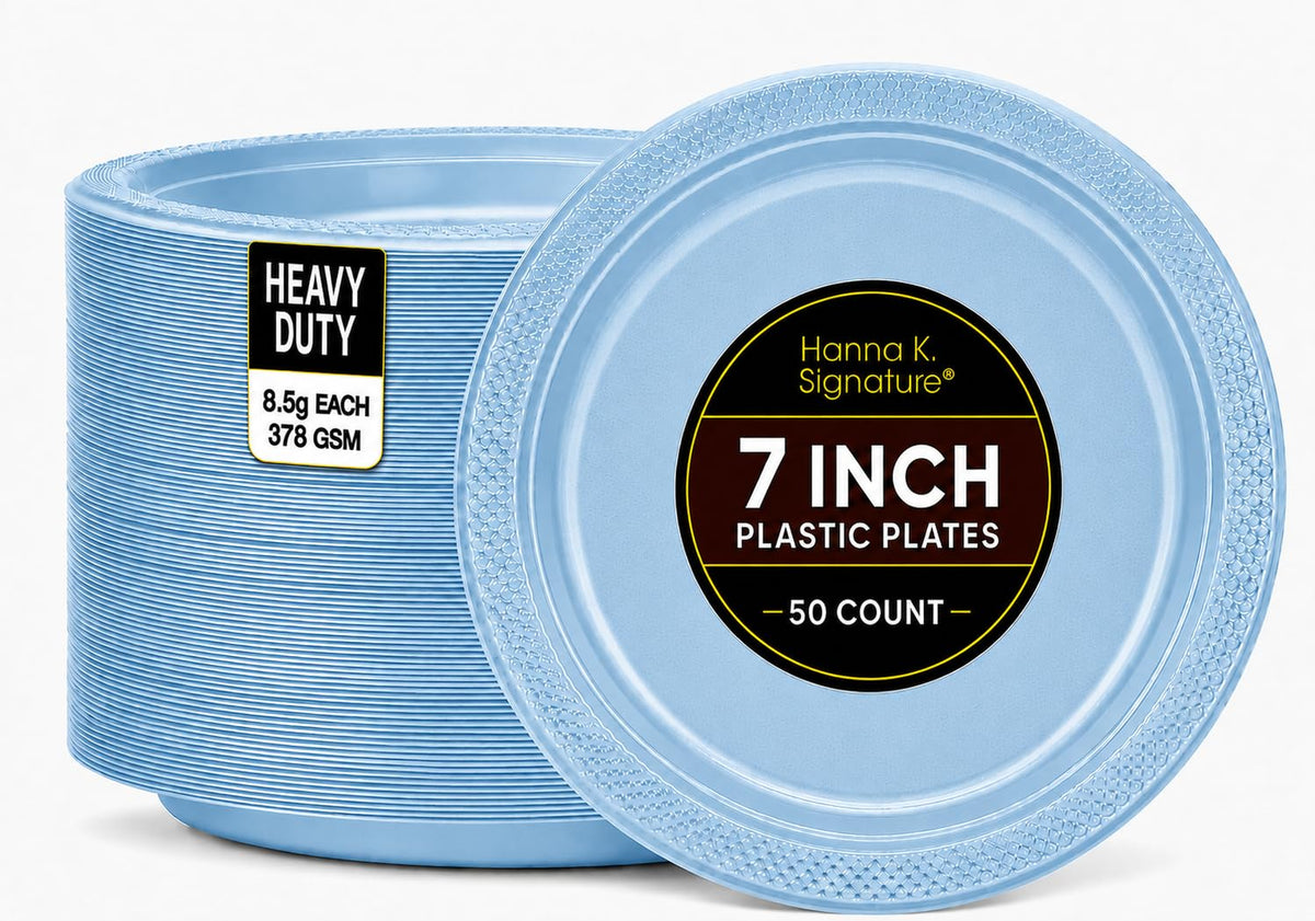 Silver Solid Color Premium Heavy Weight Plastic Dinner Plate (9") 50 Count - Premium Plastic, Elegant & Durable, Perfect for Events