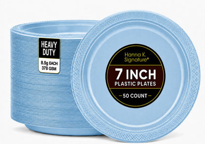Silver Solid Color Premium Heavy Weight Plastic Dinner Plate (9") 50 Count - Premium Plastic, Elegant & Durable, Perfect for Events