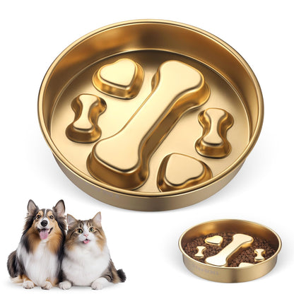 Stainless Steel Slow Feeder Dog Bowls – Non-Slip Metal Dog Bowl for Large & Medium Breeds, Puppy Puzzle Feeder – 2 Cup Capacity for Small to Big Pets – Durable Slow Feed Dog & Cat Food Dish