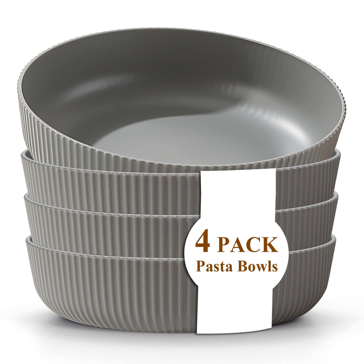 Kyraton Pasta Bowls Set of 4, 37oz Salad Bowls Soup Bowls Large Pasta Serving Bowl Plastic Unbreakable Serving Dishes Dinner Bowls (Dark Green)