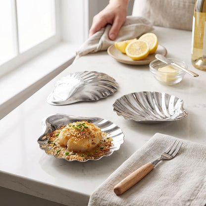 Fdit 2pcs Jewelry Tray, Scallop Shell Shape with Wavy Texture