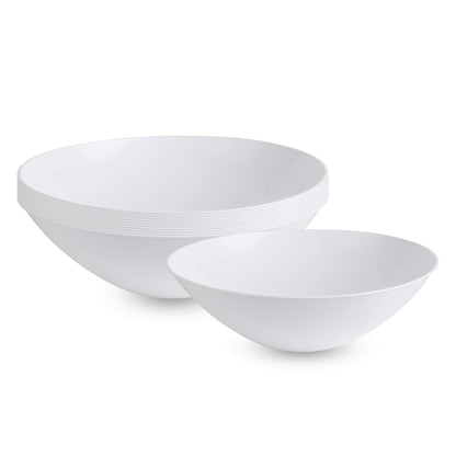 [16 OZ 40 Count] White Plastic Organic Party Soup bowls With Silver Rim Premium heavyweight Elegant Disposable Tableware Dishes