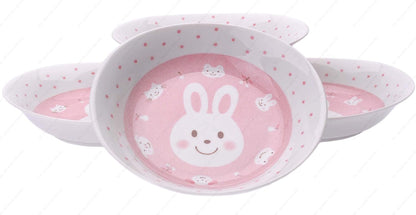 M.V. Trading MV0314A1PK Japanese Oval Deep Soup Dish with Bunny Design, 7¾ x 7-Inch, Pink, Sold as 4 Plates