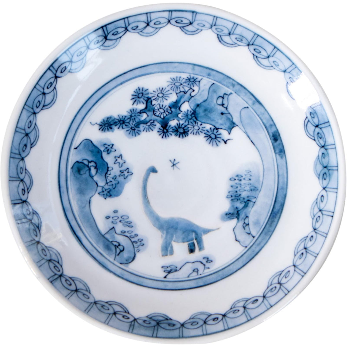 Awasaka EK88-A01 Edokko Dinosaur, Good Edge Dragon Plate, Made in Japan, Diameter 9.1 x 1.8 inches (230 x 45 mm)