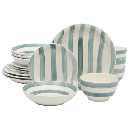 Gibson Home Cloudlight 12 Piece Plates and Bowls Dishes Brown and White - Decorated Porcelain Ceramic Dinnerware Set - Service for 4
