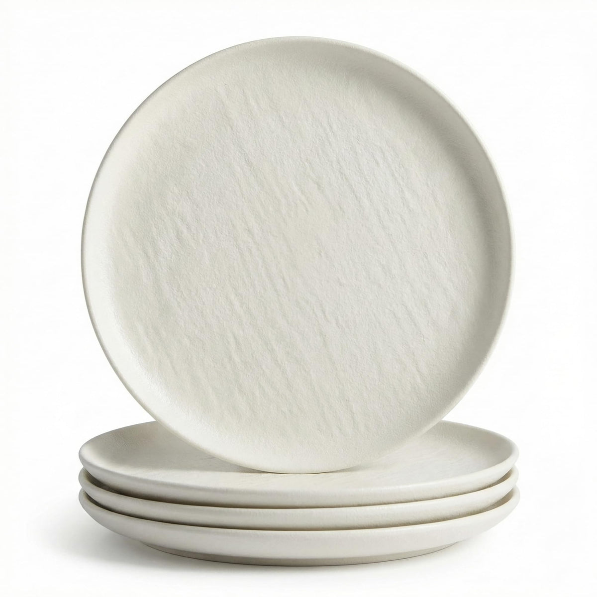 Matte White Salad Plates Set of 4, 8 Inch Stoneware Dessert Plates