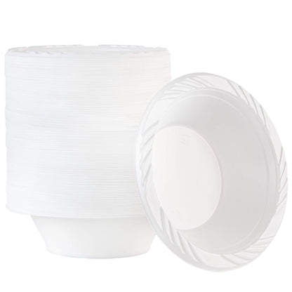 100 Count Disposable 12 ounce White Plastic Soup Bowls