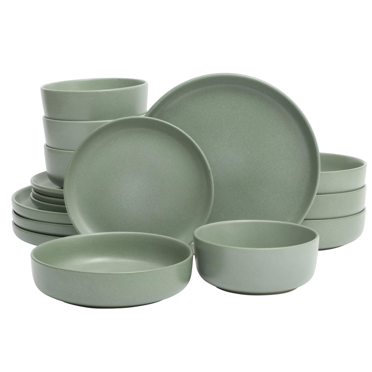 Gibson Elite Tribeca Loft 16-Piece Dinnerware Set – Matte Black and Blue Reactive Glaze Stoneware, Double Bowl Round Plates and Bowls – Modern Rustic Dinnerware for 4, Dishwasher & Microwave Safe
