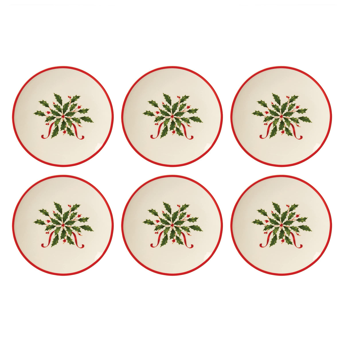 Lenox 883431 Holiday Place Setting Bowl, Red & Green, Christmas Dinnerware