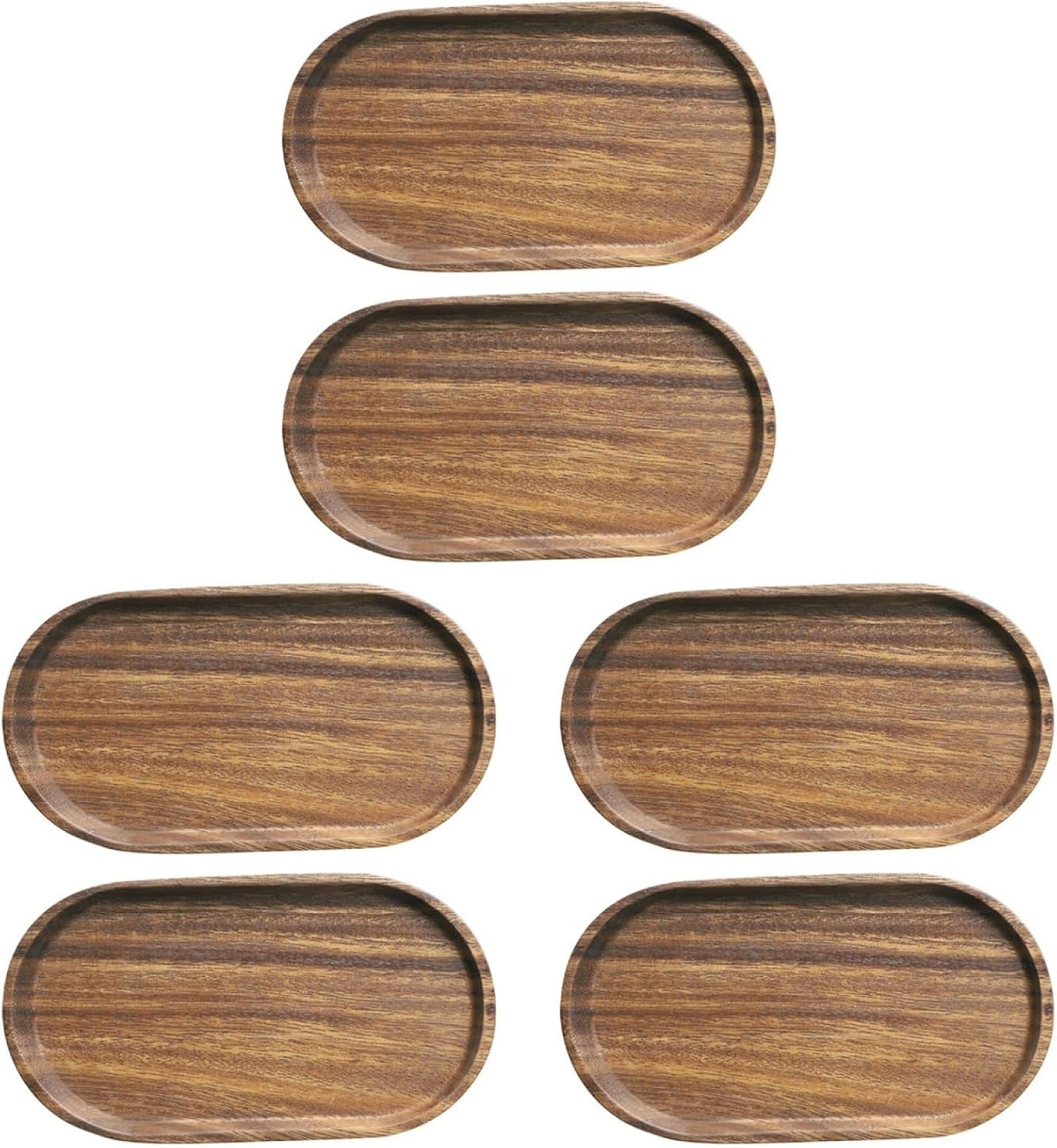 OUNONA Wooden Serving Trays and Platters Set 7.87X4.64 Inch Oval Decorative Wood Tray for Food Display Snack Plates Dessert Serving Dish