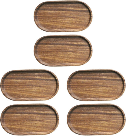 OUNONA Wooden Serving Trays and Platters Set 7.87X4.64 Inch Oval Decorative Wood Tray for Food Display Snack Plates Dessert Serving Dish
