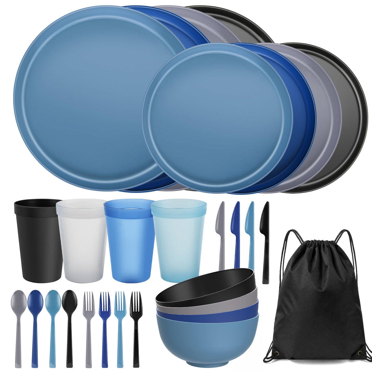 42 Piece Dinnerware Set for 6, Unbreakable Plates and Bowls Sets