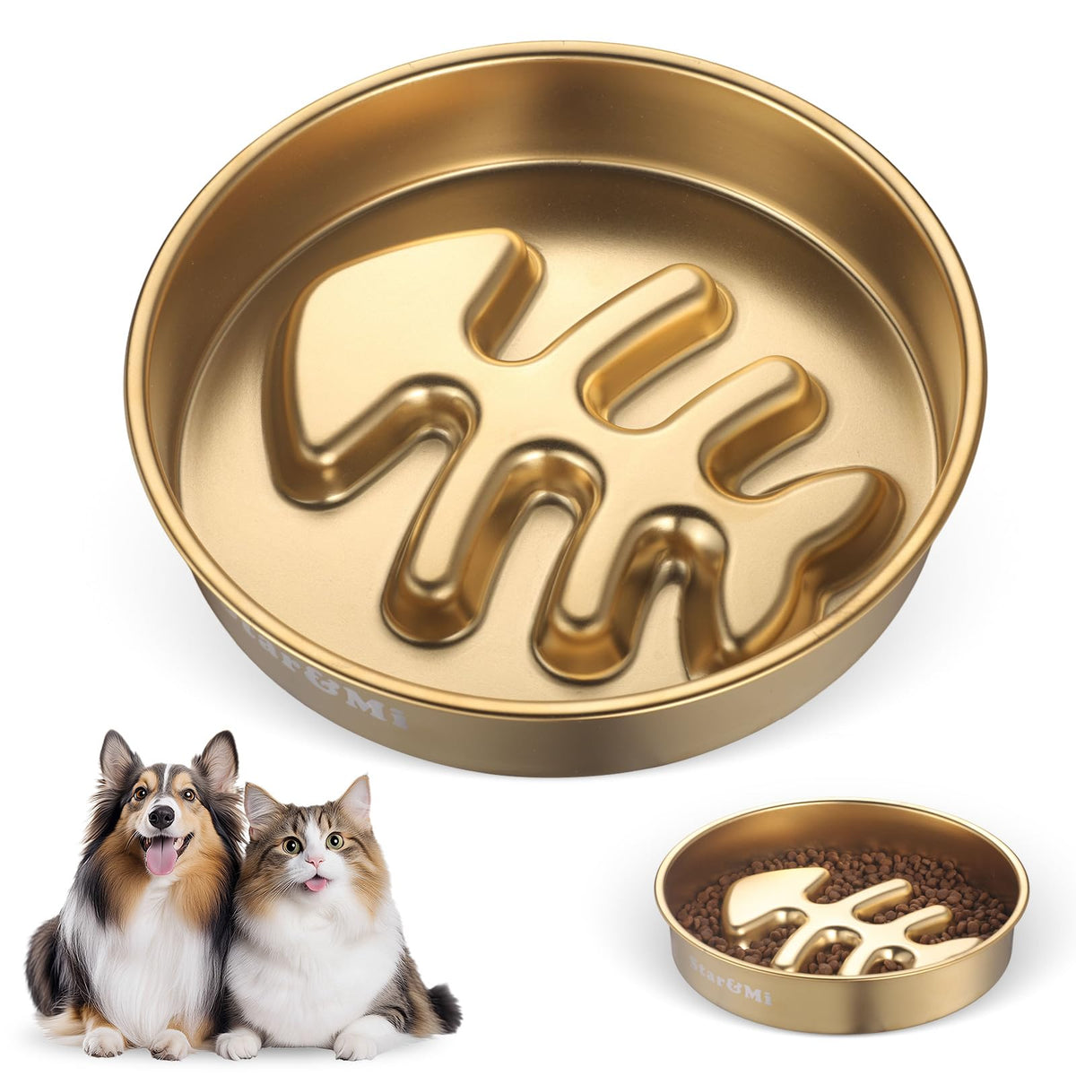 Stainless Steel Slow Feeder Dog Bowls – Non-Slip Metal Dog Bowl for Large & Medium Breeds, Puppy Puzzle Feeder – 2 Cup Capacity for Small to Big Pets – Durable Slow Feed Dog & Cat Food Dish